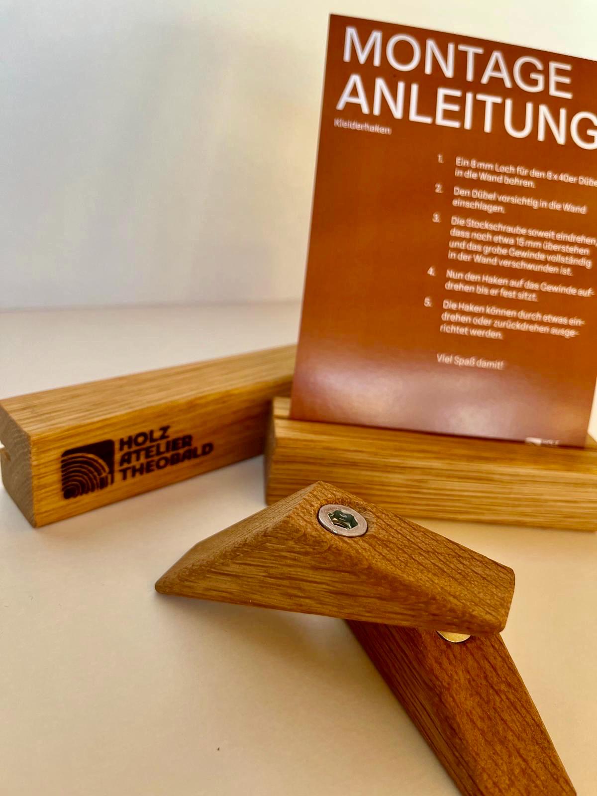 Wandhaken Eiche in Dreieckform - Holzatelier TheobaldHolzatelier Theobald