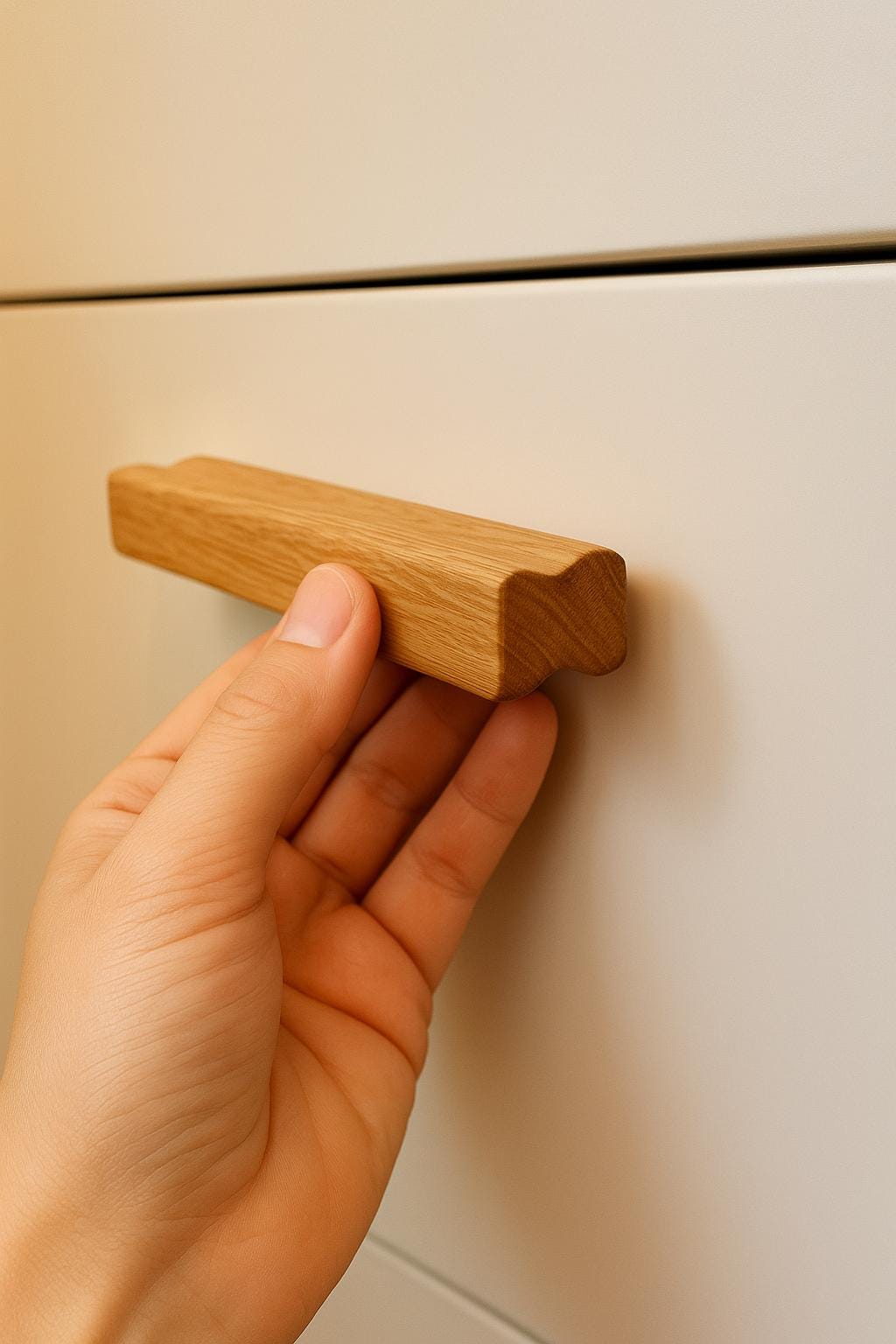 Möbelgriff Eiche in Muldenform