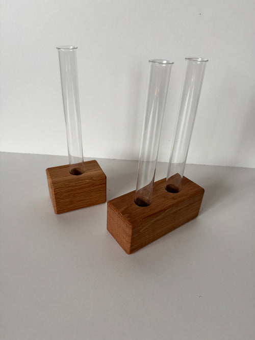 Florablock Vase Eiche mit Reagenzglas - Holzatelier TheobaldHolzatelier Theobald1 Reagenzglas