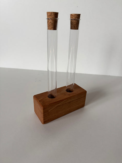 Florablock Vase Eiche mit Reagenzglas - Holzatelier TheobaldHolzatelier Theobald1 Reagenzglas