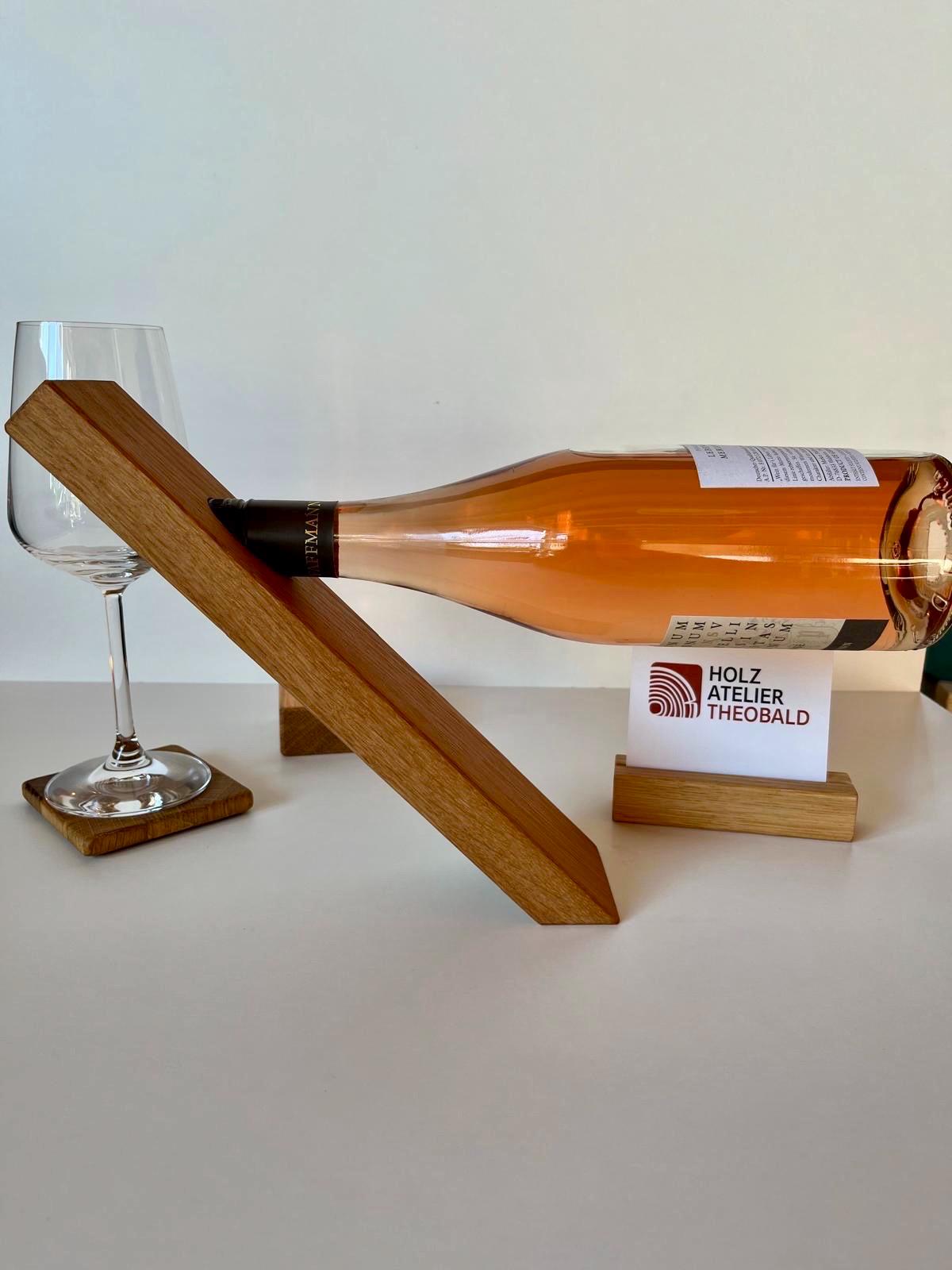Schwebender Weinflaschenhalter aus Eiche - Holzatelier TheobaldHolzatelier TheobaldEiche