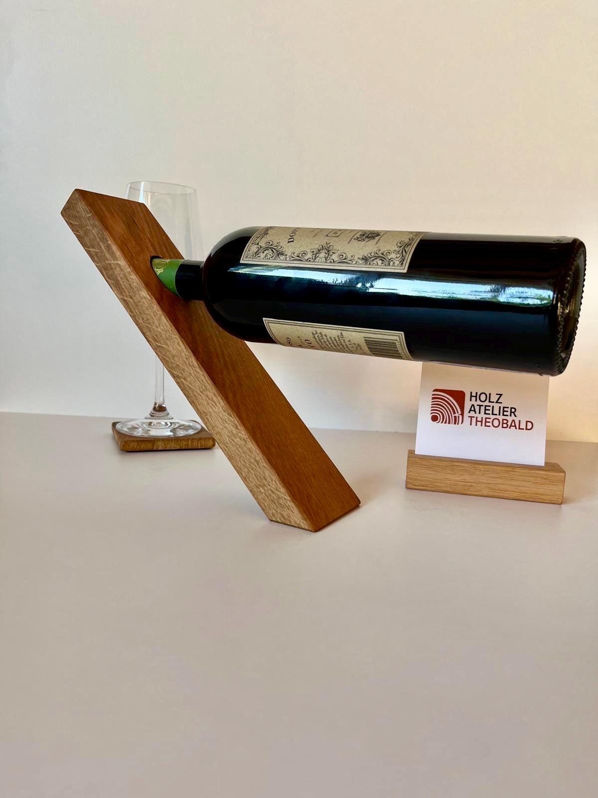 Schwebender Weinflaschenhalter aus Eiche - Holzatelier TheobaldHolzatelier TheobaldEiche