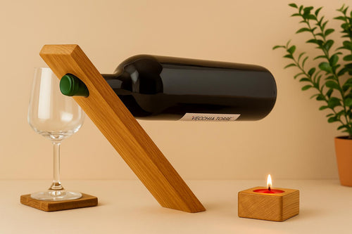 Schwebender Weinflaschenhalter aus Eiche - Holzatelier TheobaldHolzatelier TheobaldEiche