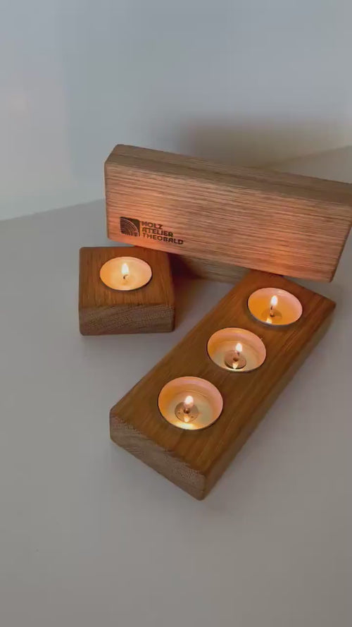 Teelichthalter aus Eiche | Kerzenständer | Tischdeko | Massivholz | Geschenk | Geburtstag | Kerzenhalter Adventskranz | zeitlich & stilvoll